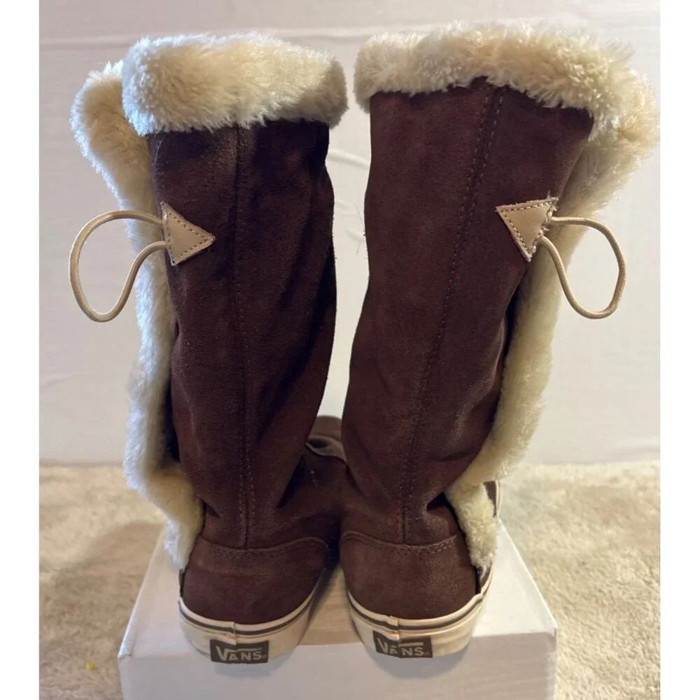 Vans Dasan Sneaker Boots Women’s Size 7 Brown Suede Fur Lined Tall Skull Button - Picture 12 of 14